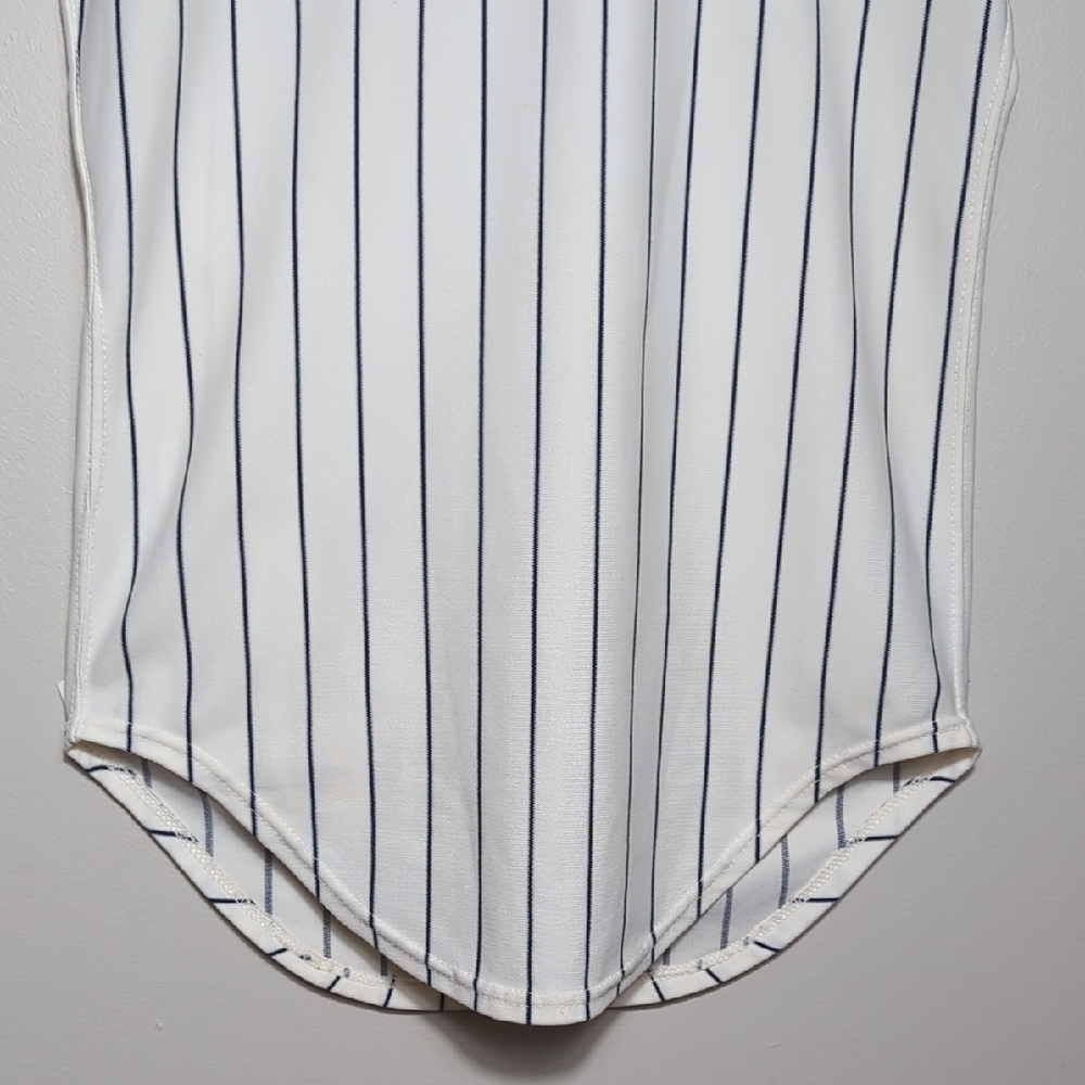 Vtg 70s 80s Wilson Baseball Uniform Jersey Pinstripe White Blue Red 16 USA SMALL - Picture 8 of 15